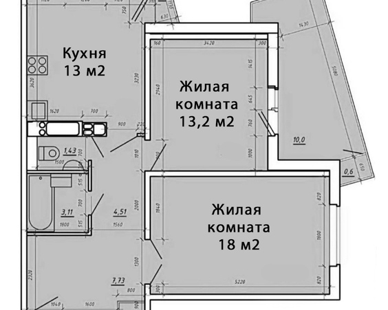 Двухкомнатная квартира г. Минск, Аэродромная, 42