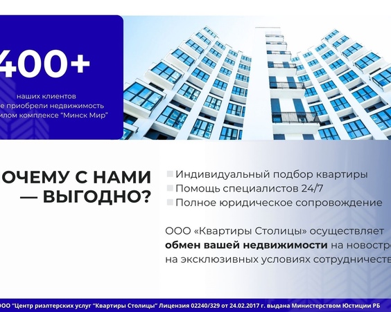 Трехкомнатная квартира г. Минск, ул. Жореса Алфёрова, 4