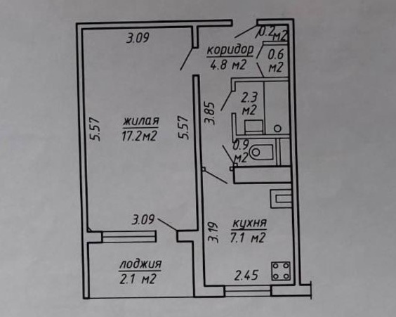 Однокомнатная квартира г. Минск,  ул. Янковского ,9