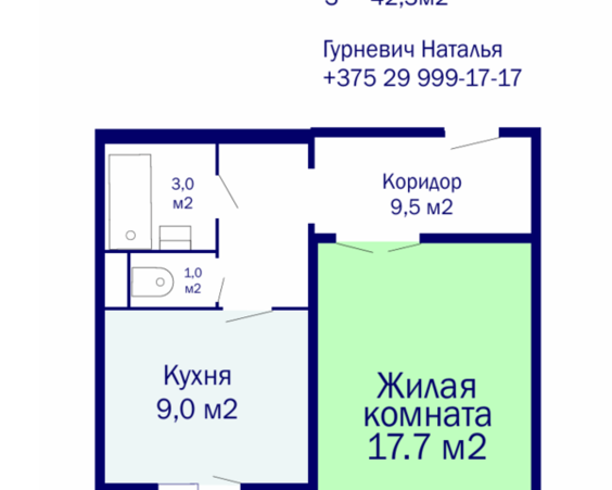 Однокомнатная квартира г. Минск,   ул. Прушинских, 10