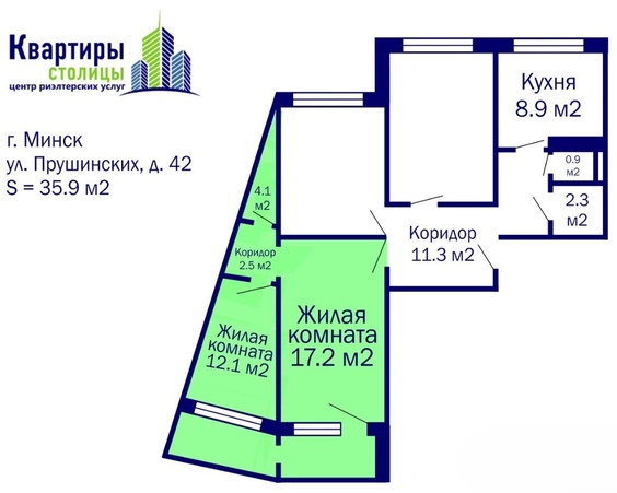 2 комнаты г. Минск,  ул. Прушинских, д. 42